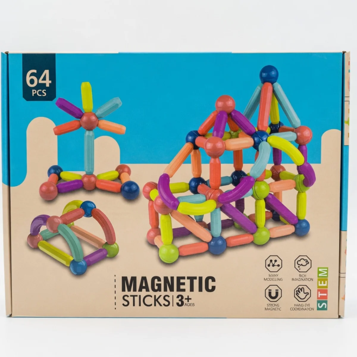 Magnetic Sticks and Balls – 64 pcs (STEM)