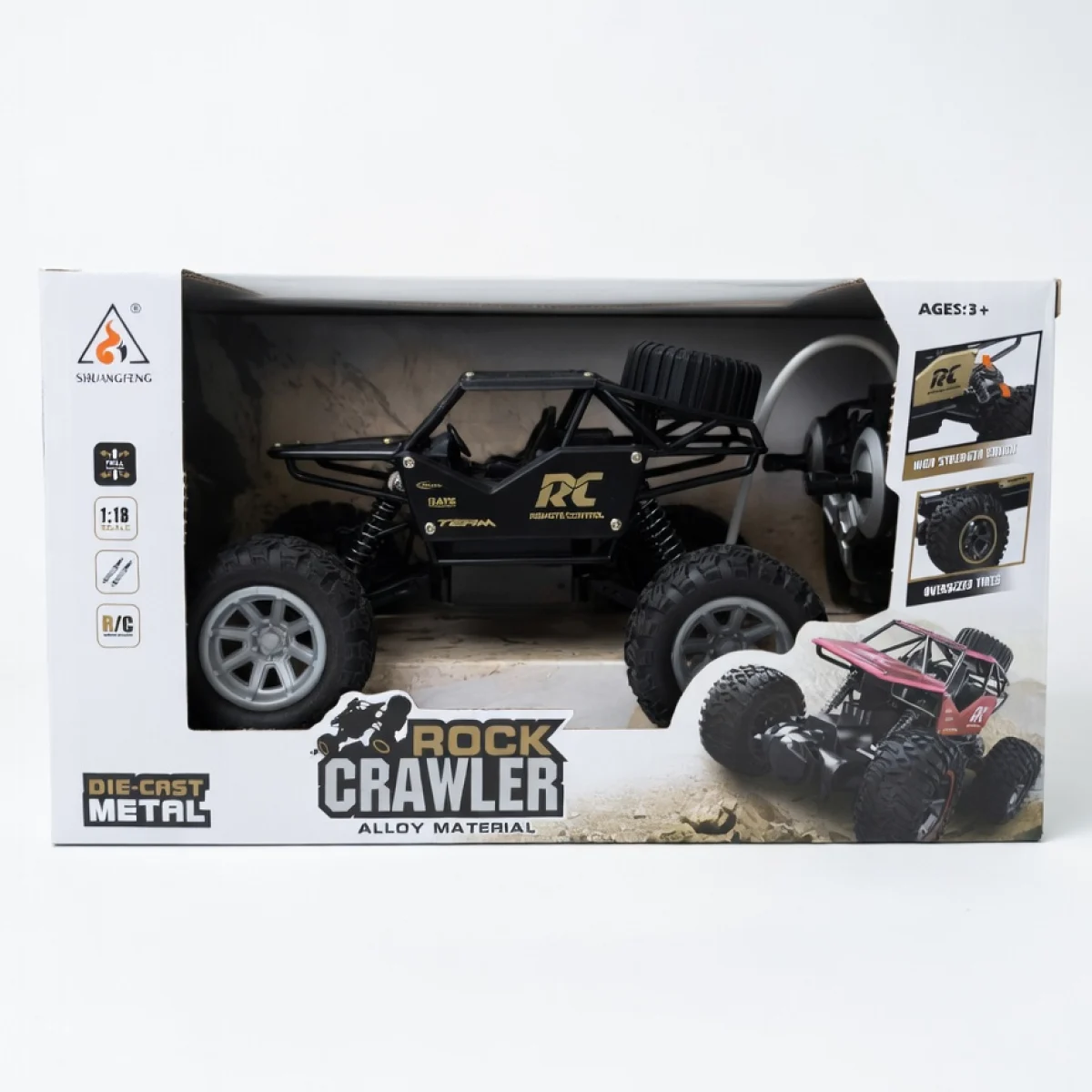 Rock Crawler RC მანქანა – 1:18 ალუმინი (სხვადასხვა ფერი) - შავი
